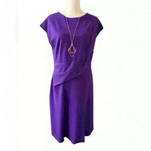 Vibrant purple Escada cap sleeve sheath knit dress size 42(US size 12)